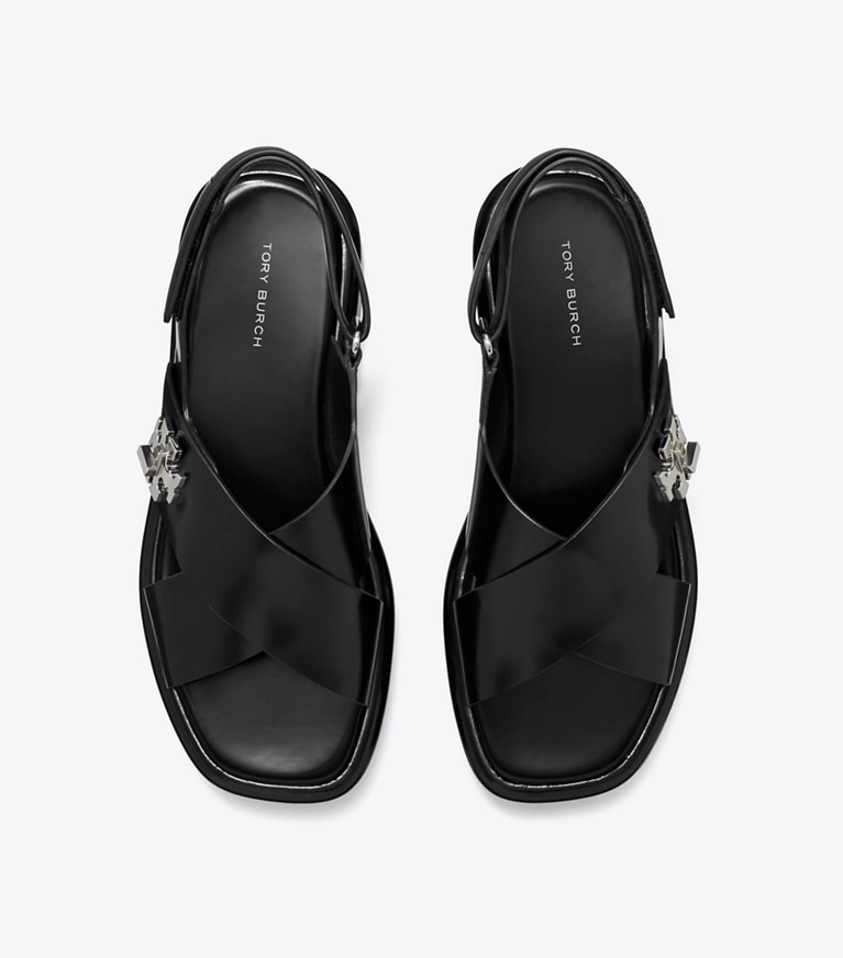 Tory Burch designer sandals Turnlock Platform Sandal in PERFECT BLACK angle