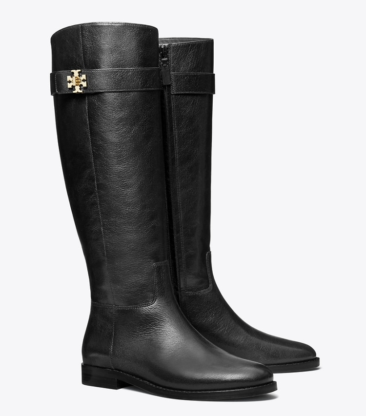Tory Burch designer knee boots Turnlock Riding Boot, Wide in PERFECT BLACK angle