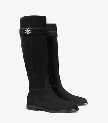 Tory Burch designer knee boots Turnlock Riding Boot, Wide in PERFECT BLACK angle