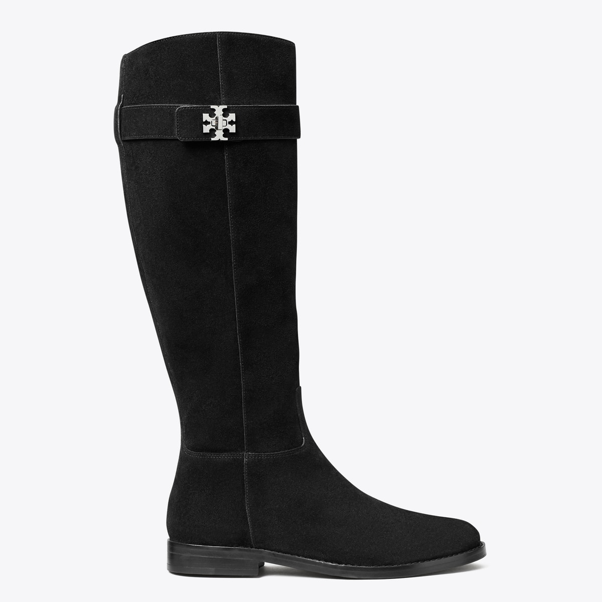 Tory Burch レインブーツ ロング ブラック Turnlock Riding Boot, Wide in black suede | Tory Burch