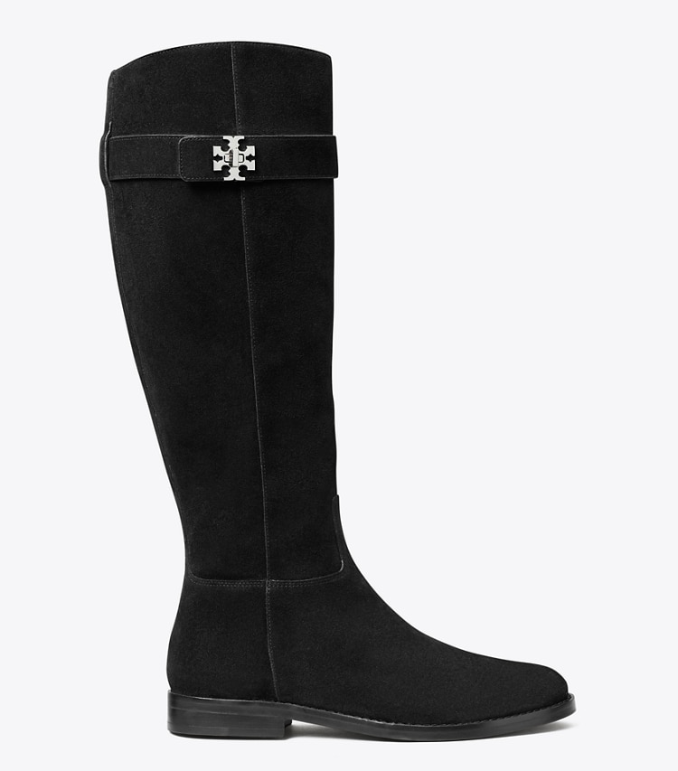 Tory Burch designer knee boots Turnlock Riding Boot, Wide in PERFECT BLACK side