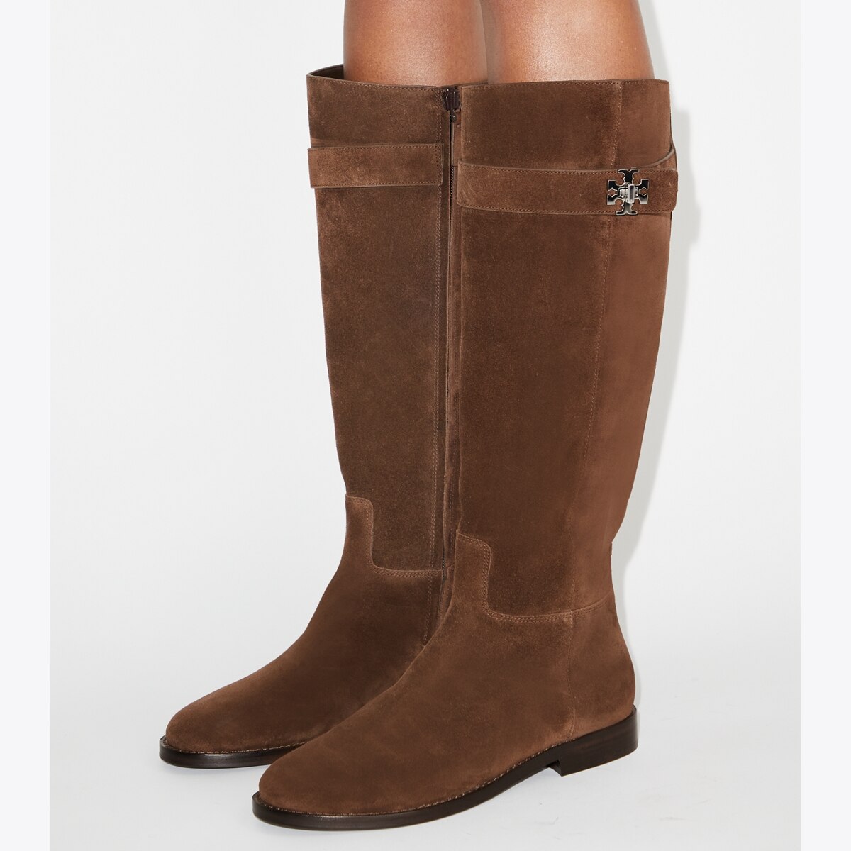Tory Burch Light Brown Riding Boots Tory Burch Brown Gold Boots with Equestrian Charm main image 1