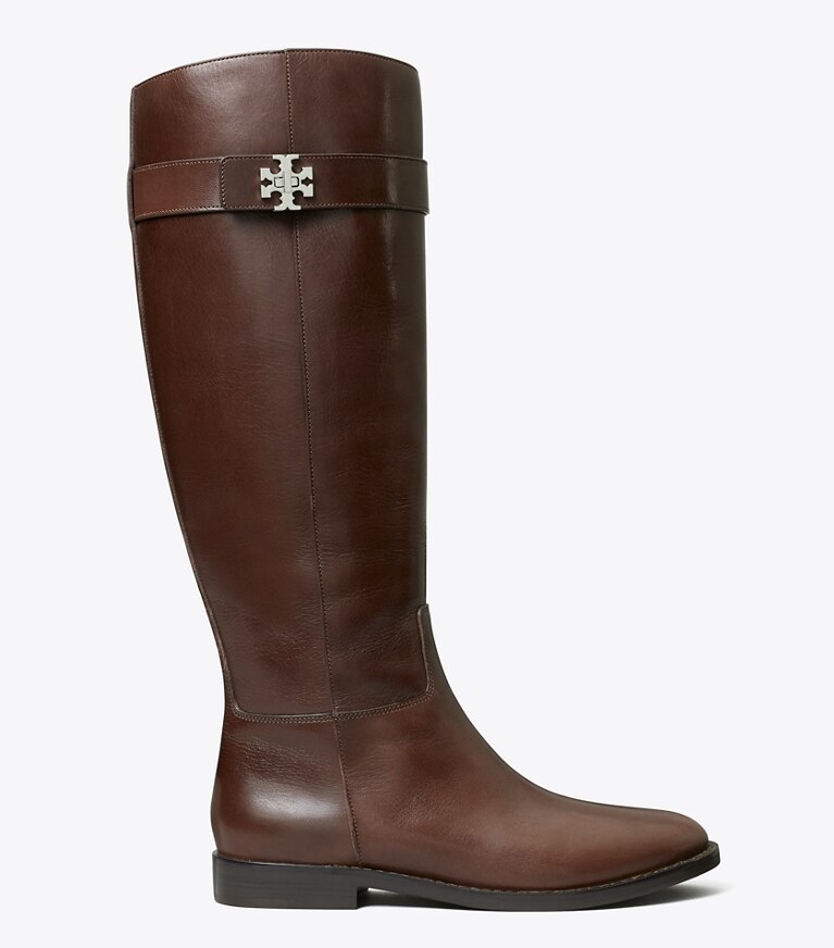 Tory Burch designer knee boots Turnlock Riding Boot in DARK BROWN side