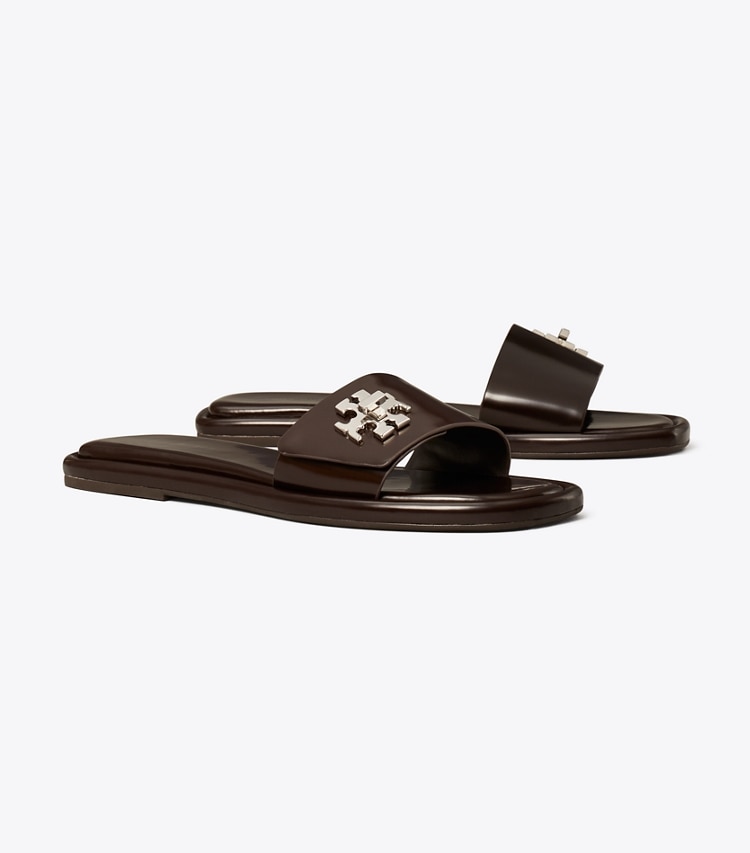 Tory Burch designer sandals Turnlock Slide in COCOA angle