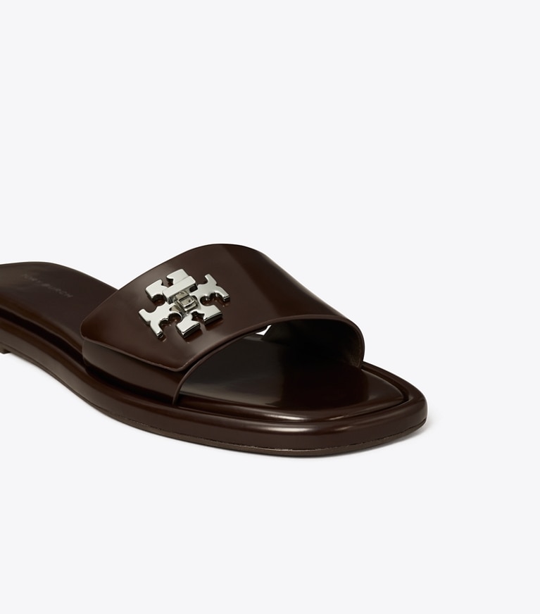 Tory Burch designer sandals Turnlock Slide in COCOA angle