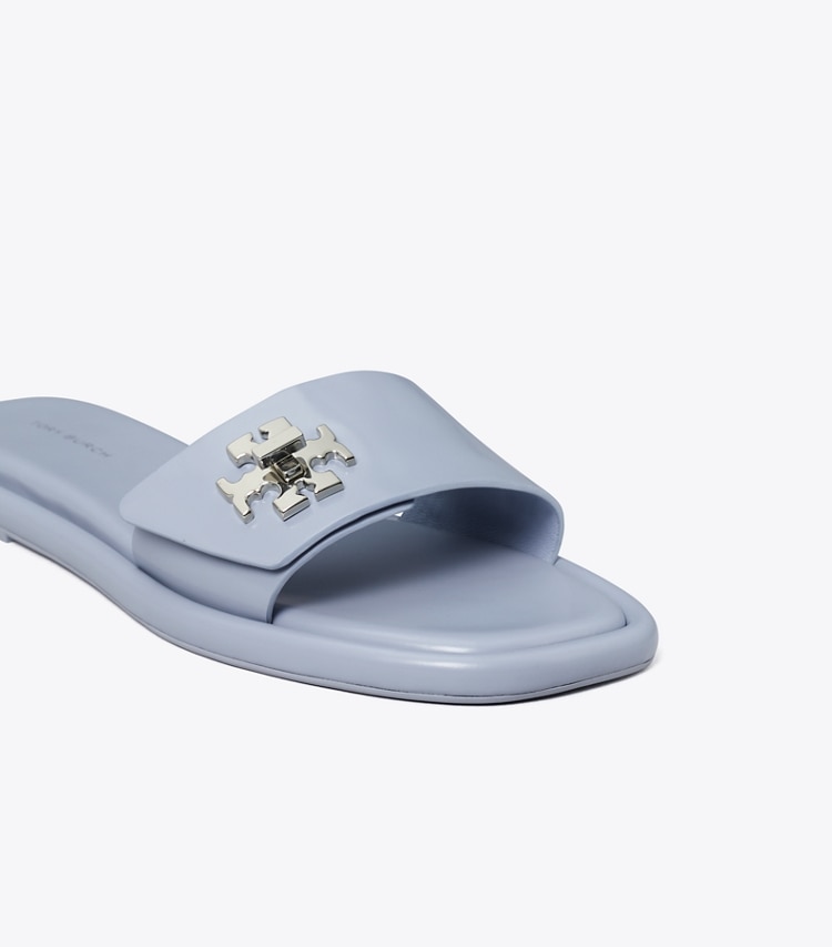 Tory Burch designer sandals Turnlock Slide in VAPOR BLUE detail