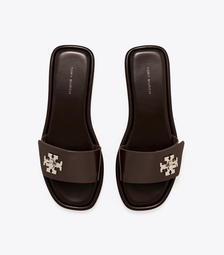 Tory Burch designer sandals Turnlock Slide in COCOA overhead
