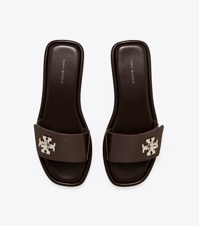 Tory Burch designer sandals Turnlock Slide in COCOA angle
