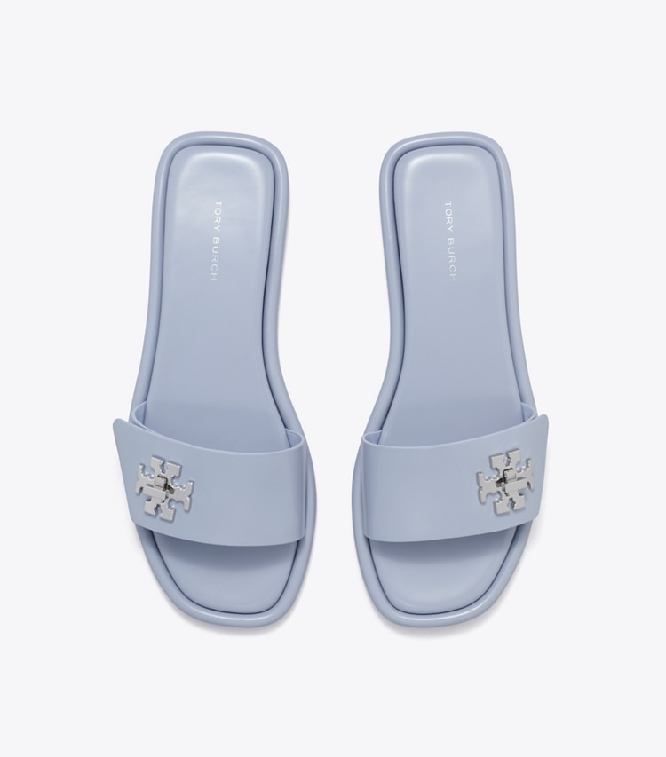 Tory Burch designer sandals Turnlock Slide in VAPOR BLUE overhead
