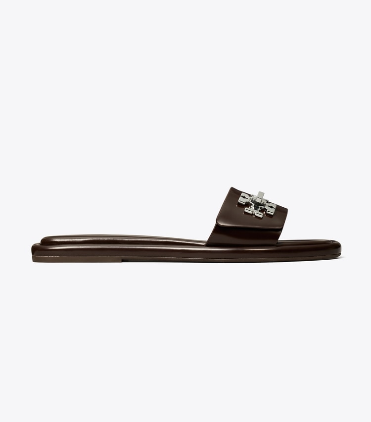 Tory Burch designer sandals Turnlock Slide in COCOA side