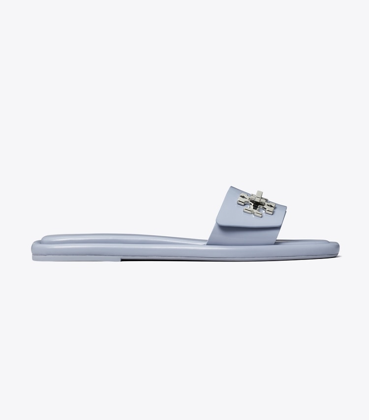 Tory Burch designer sandals Turnlock Slide in VAPOR BLUE side