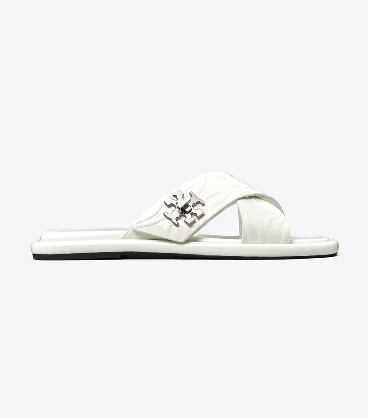 Tory Burch designer sandals Turnlock Slide in CLOUD / CLOUD side