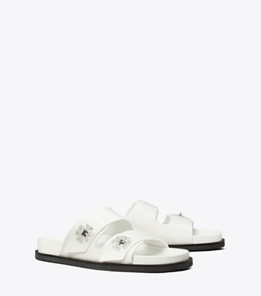 Tory Burch designer sandals Turnlock Sport Slide in CLOUD angle