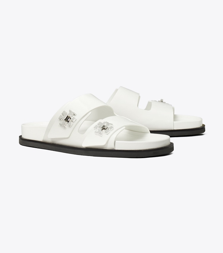 Tory Burch designer sandals Turnlock Sport Slide in CLOUD angle