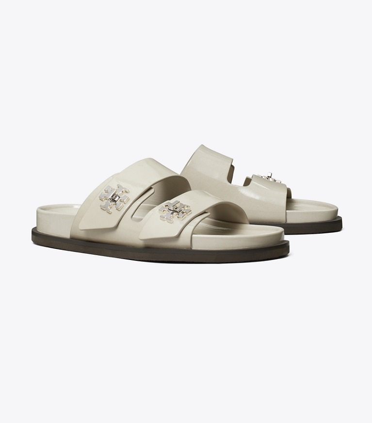 Tory Burch designer sandals Turnlock Sport Slide in ASH CLOUD angle