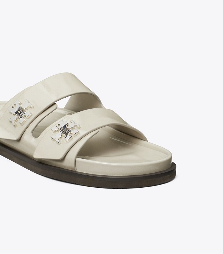 Tory Burch designer sandals Turnlock Sport Slide in ASH CLOUD detail