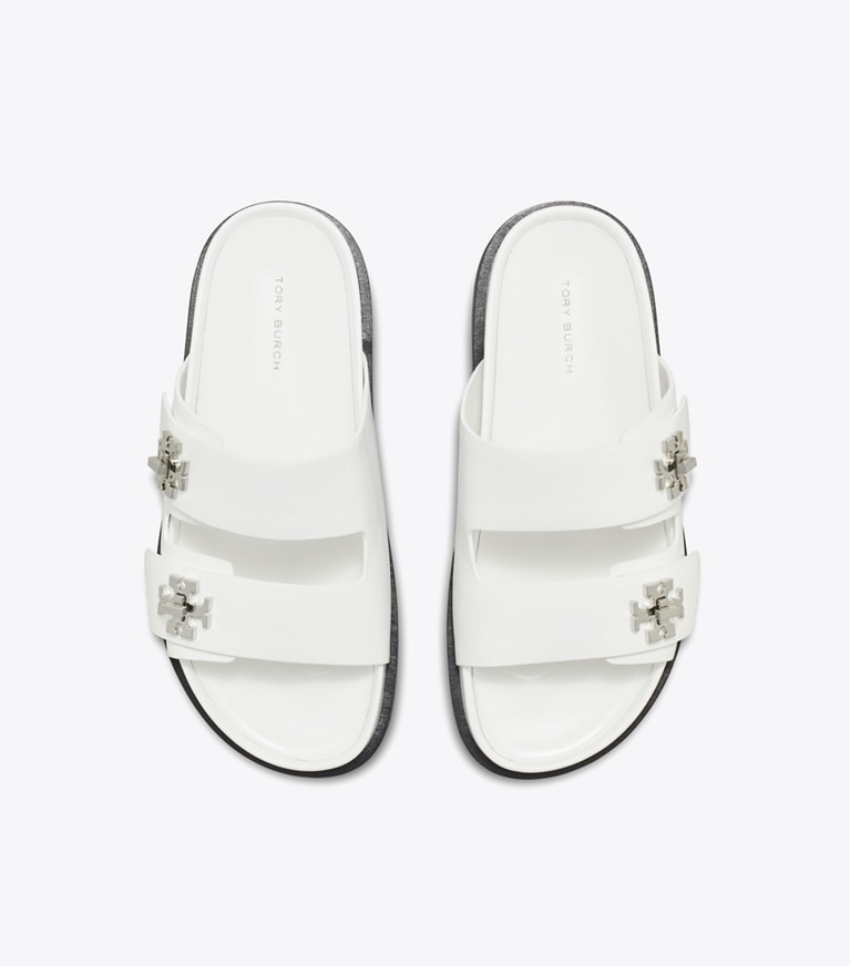 Tory Burch designer sandals Turnlock Sport Slide in CLOUD angle