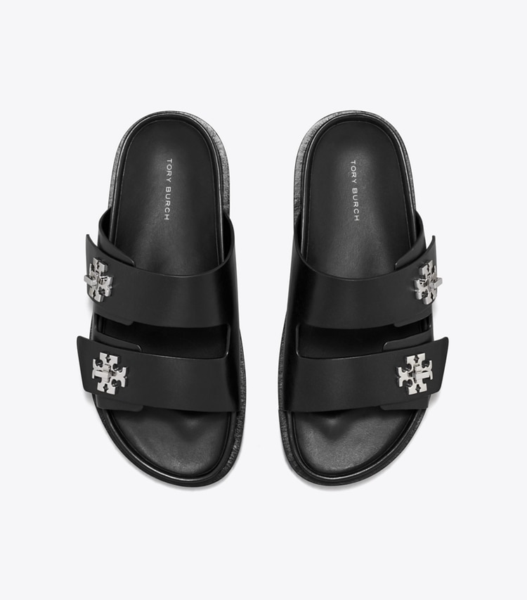 Tory Burch designer sandals Turnlock Sport Slide in PERFECT BLACK overhead