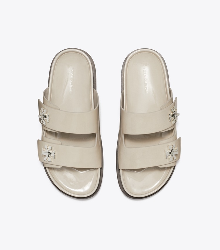 Tory Burch designer sandals Turnlock Sport Slide in ASH CLOUD overhead