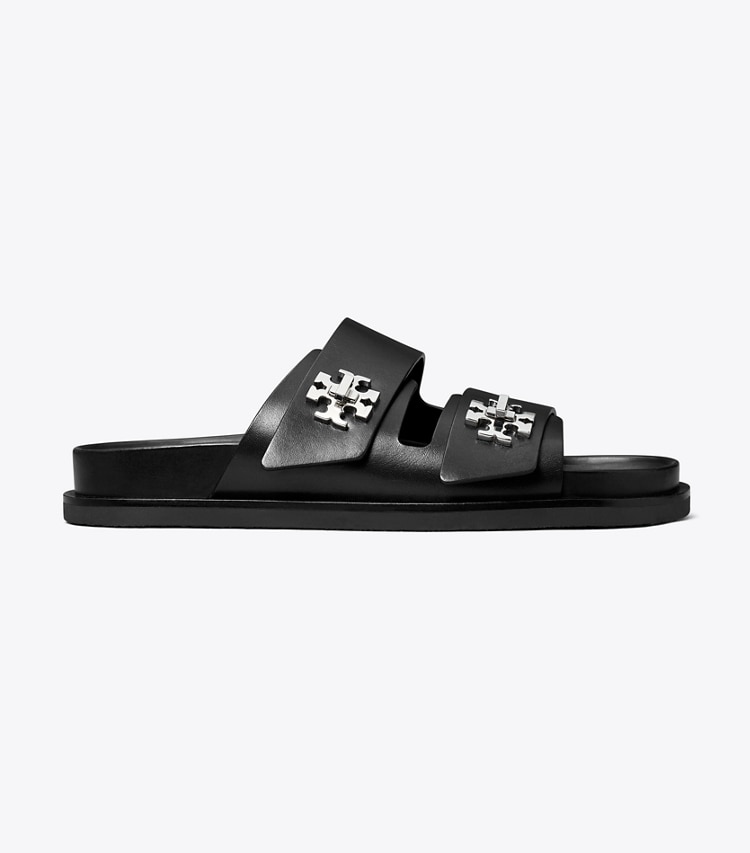 Tory Burch designer sandals Turnlock Sport Slide in PERFECT BLACK side