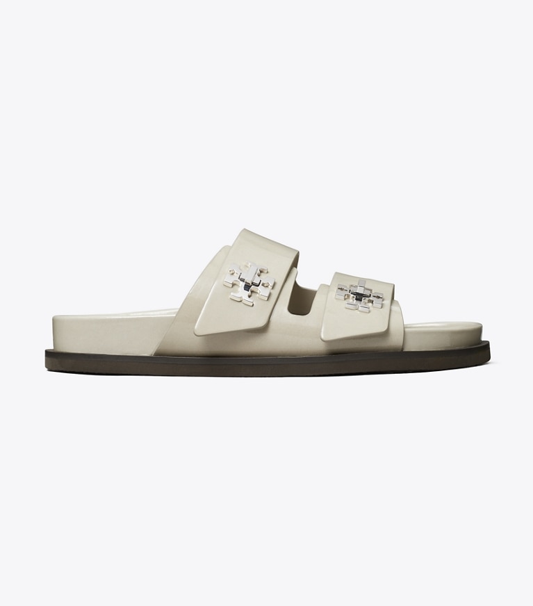 Tory Burch designer sandals Turnlock Sport Slide in ASH CLOUD angle
