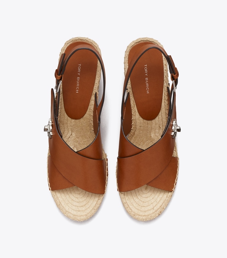 Tory Burch designer espadrilles Turnlock Wedge Espadrille in CLASSIC CUOIO overhead