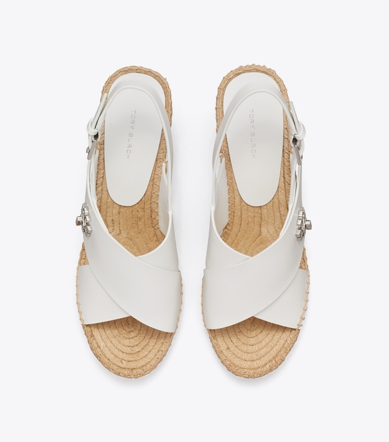 Tory Burch designer espadrilles Turnlock Wedge Espadrille in WHITE overhead