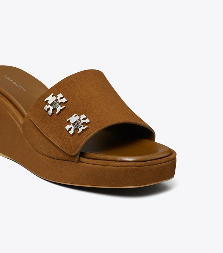 Tory Burch designer sandals Turnlock Wedge Sandal in COGNAC BROWN detail