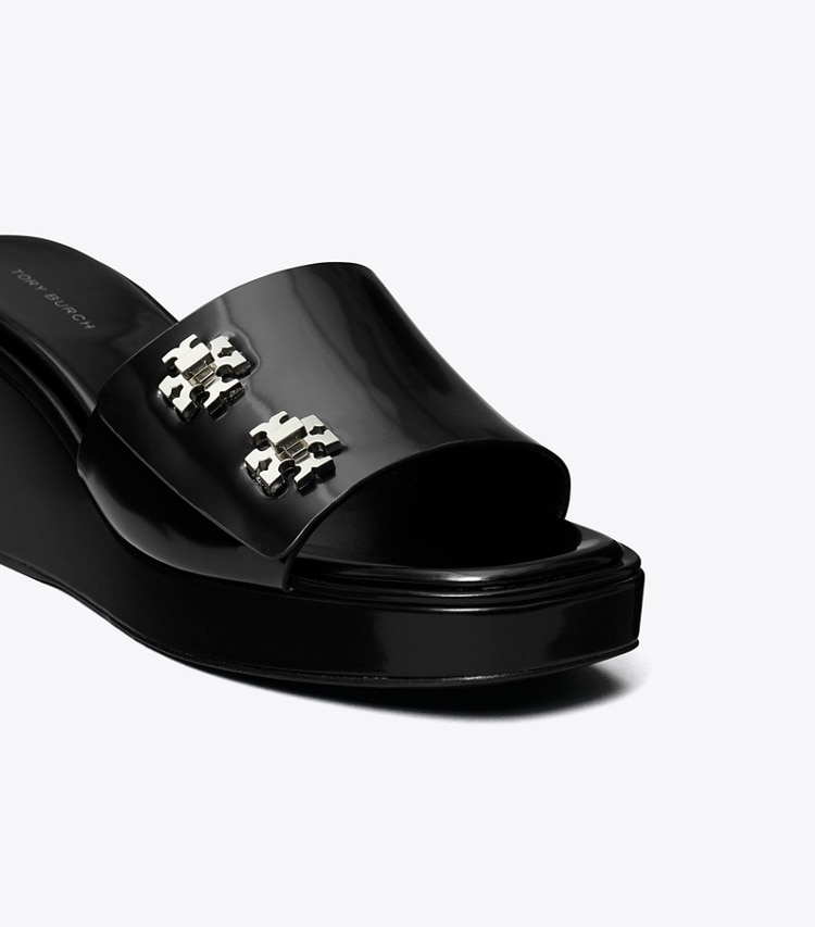 Tory Burch designer sandals Turnlock Wedge Sandal in PERFECT BLACK detail