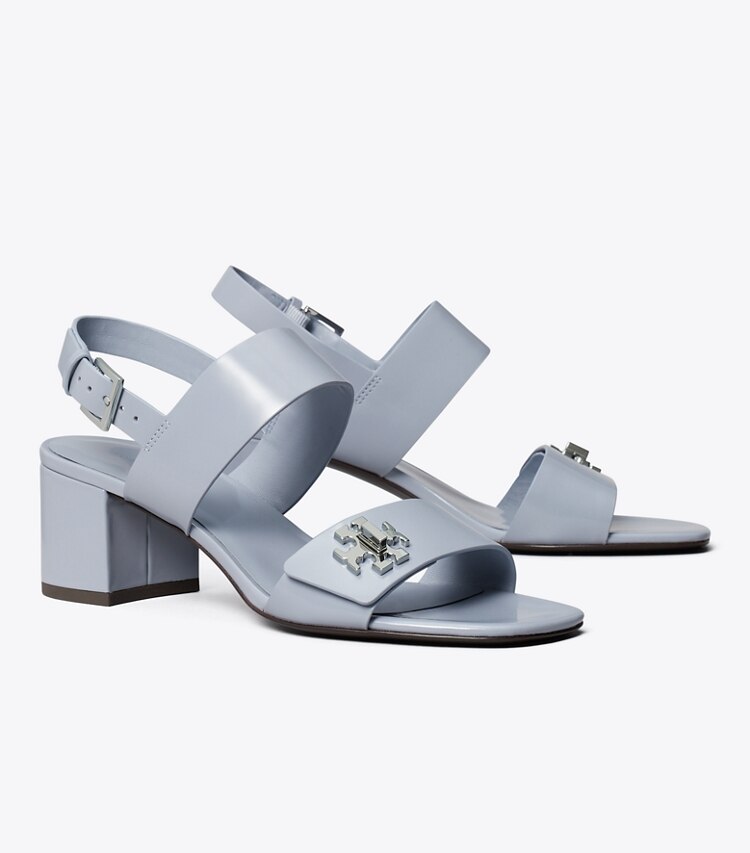 Tory Burch designer サンダル ターンロック ヒールサンダル in VAPOR BLUE angle