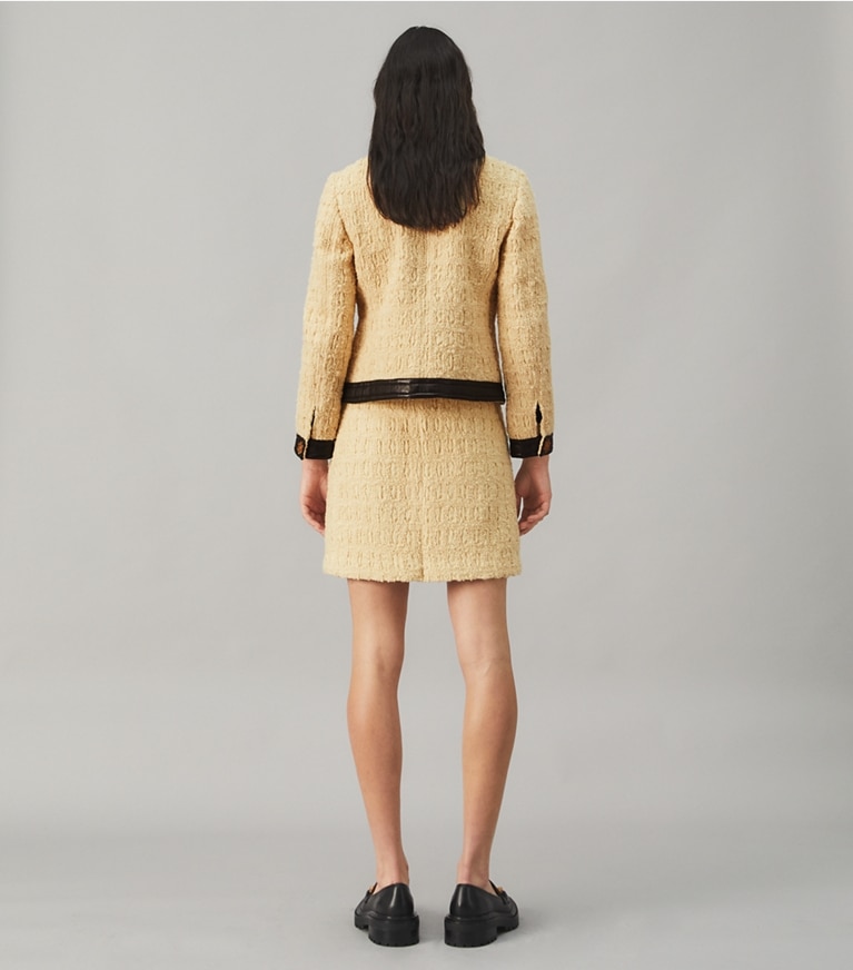 Tory Burch designer jackets Tweed Jacket in Dark Natural Ivory front