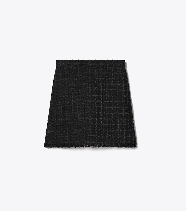 Tory Burch designer bottoms Tweed Mini Skirt in Black/Black front