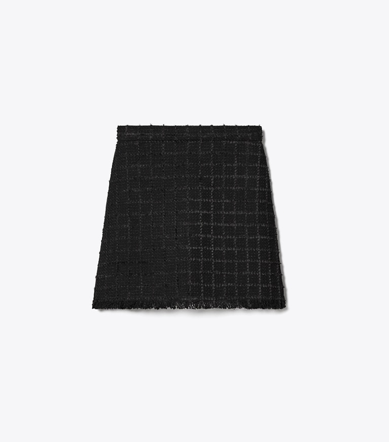 Tory Burch designer bottoms Tweed Mini Skirt in Black/Black front