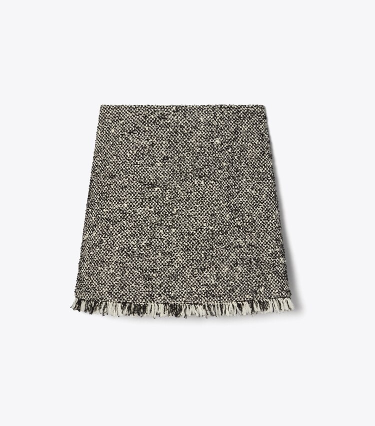 Tory Burch designer bottoms Tweed Mini Skirt in BLACK / IVORY front