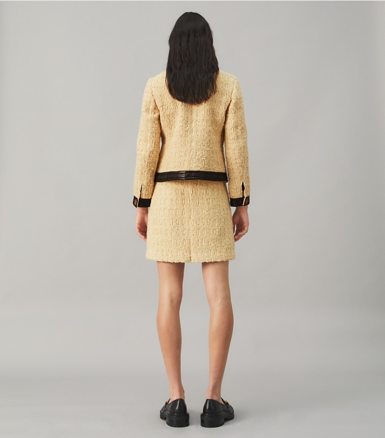 Tory Burch designer bottoms Tweed Mini Skirt in Dark Natural Ivory on model back