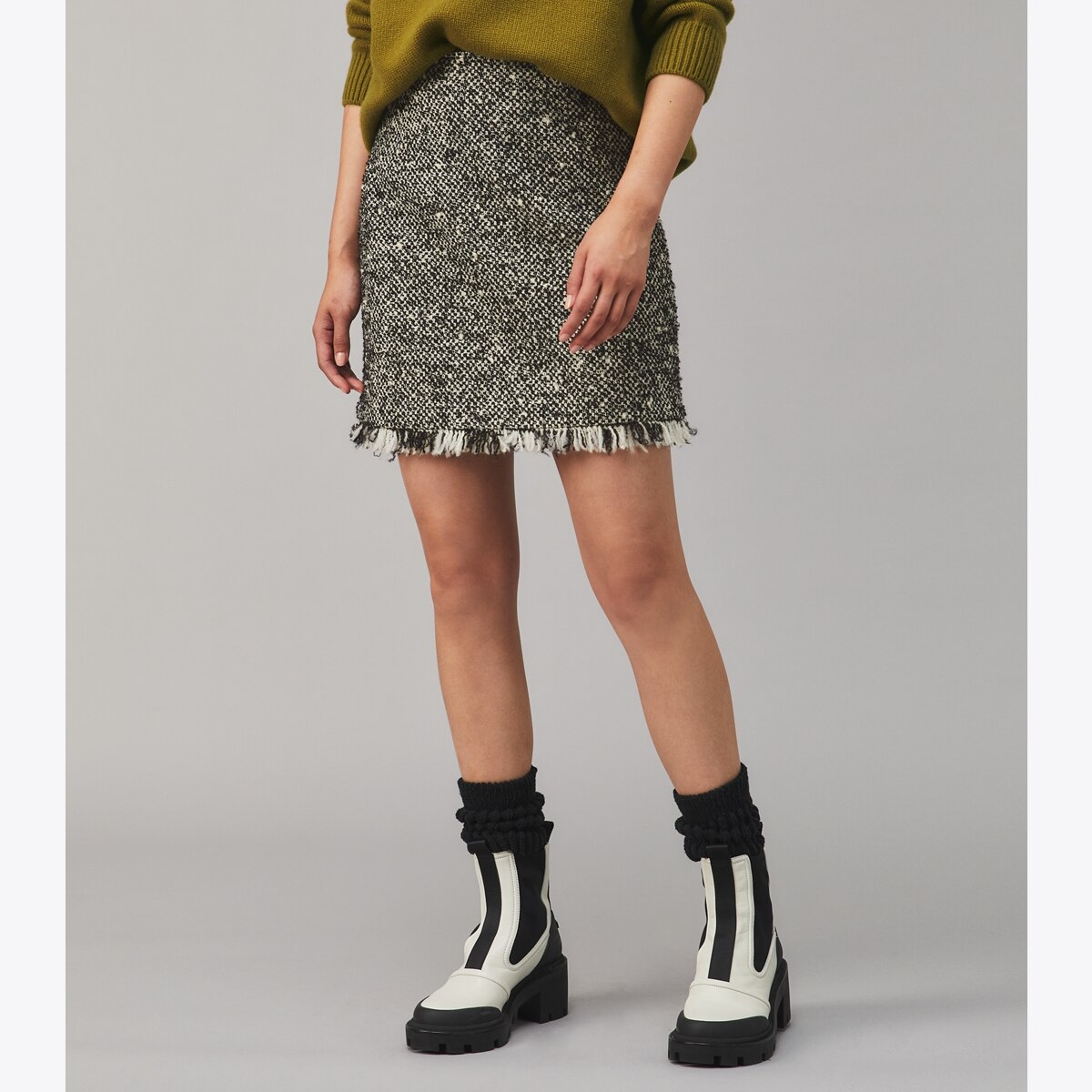 ◆SOMEWHERE BUTTER.◆ Bella tweed mini skirt ivory BT23WSK0 Amazon.com: Allegra K Women's Tweed Plaid Mini Skirt High