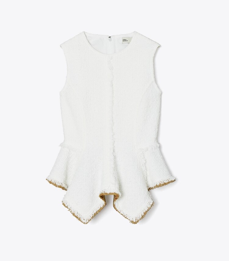 Tory Burch designer oberteile Tweed-Oberteil aus Baumwolle in Vanilla front