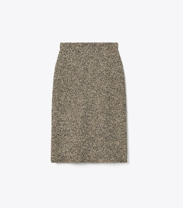 Tory Burch designer bottoms Tweed Skirt in Black White Multi / Oatmeal Melange front