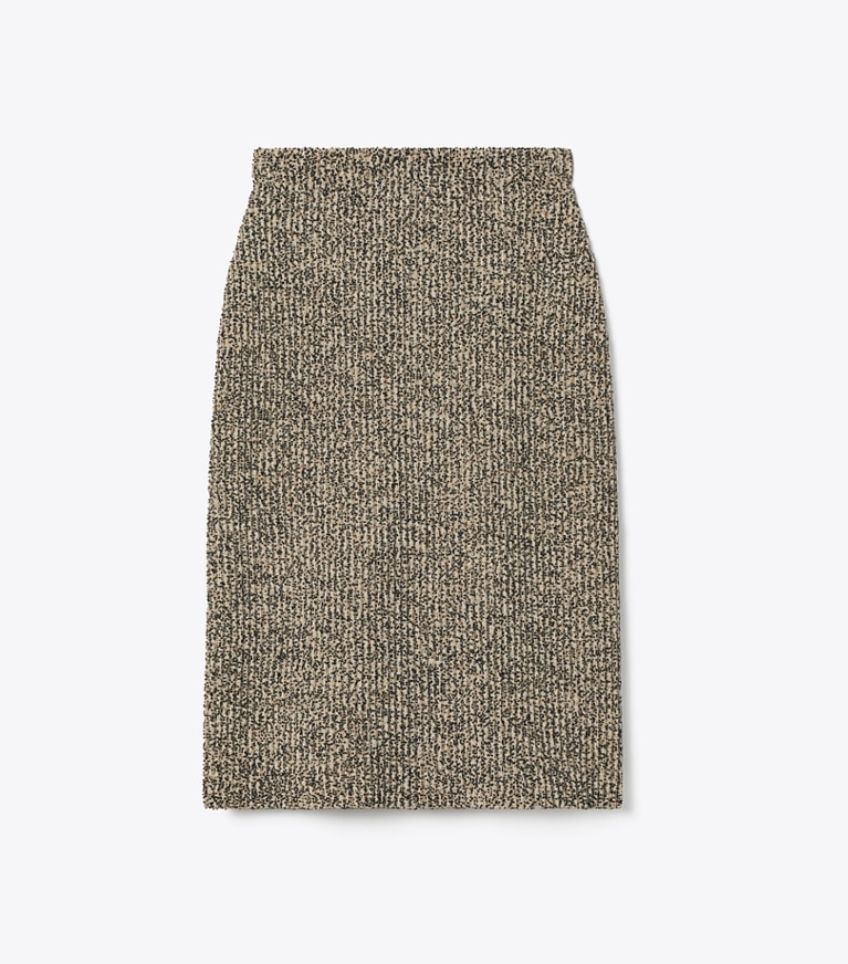 Tory Burch designer bottoms Tweed Skirt in Black White Multi / Oatmeal Melange front