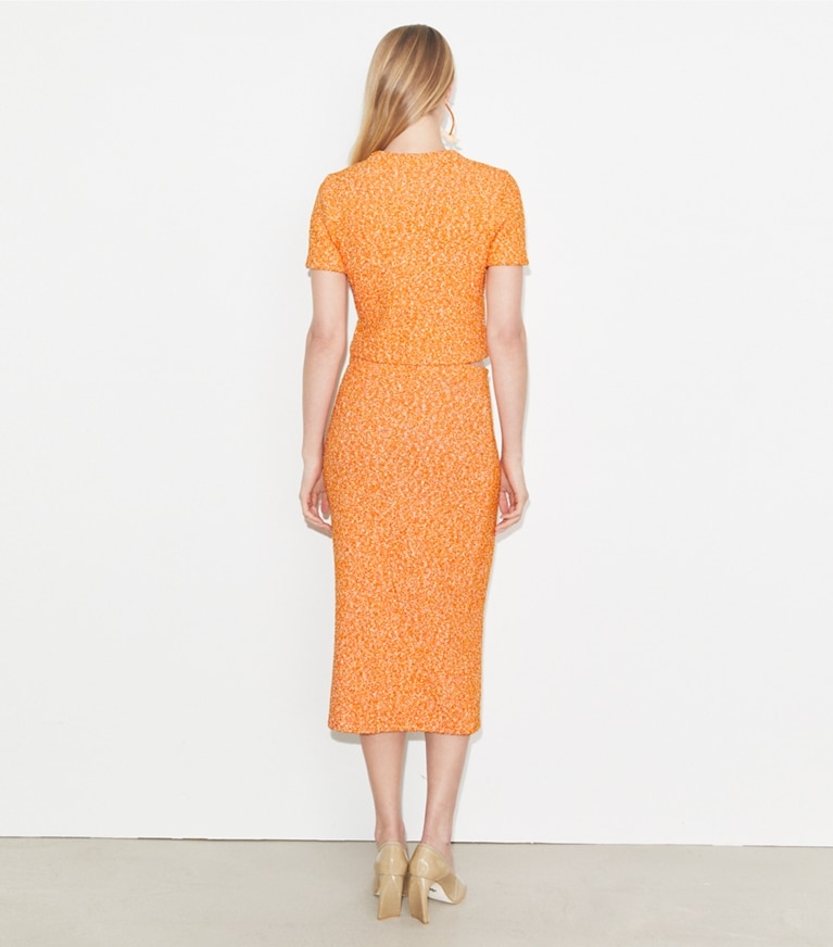 Tory Burch designer ボトムス ツイード スカート in Bright Carrot front