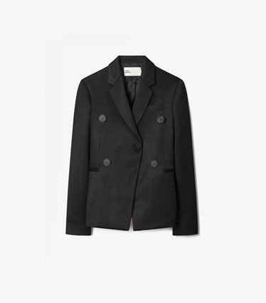 Tory Burch designer jackets Twill Blazer in Black front