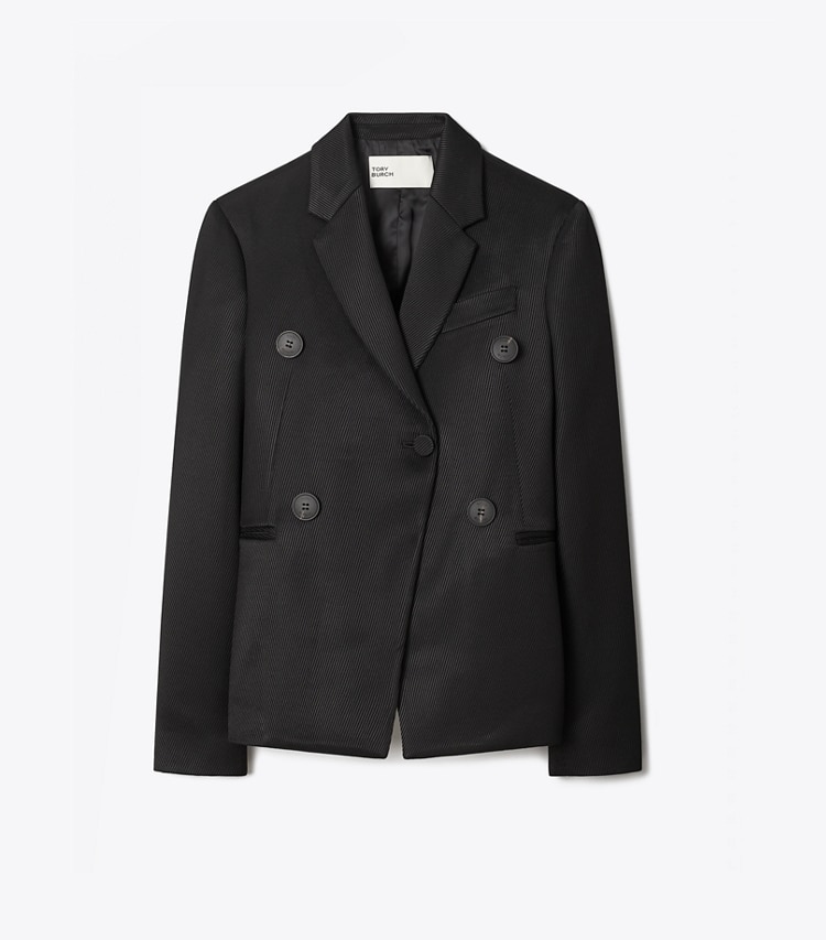 Tory Burch designer jackets Twill Blazer in Black front