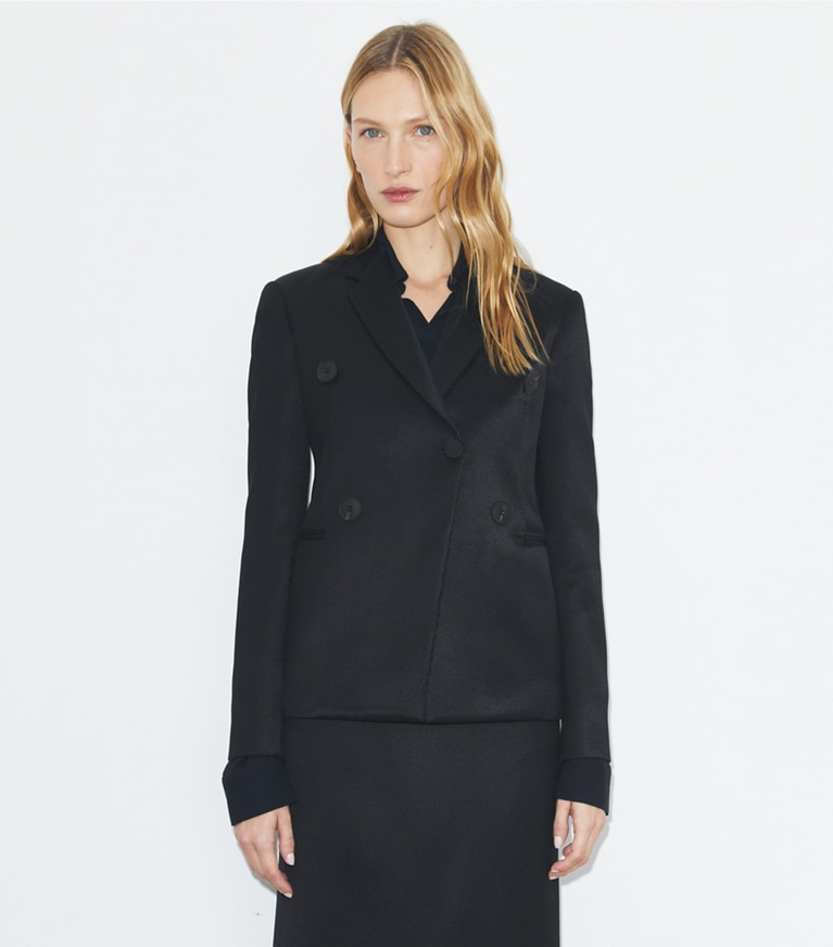 Tory Burch designer jackets Twill Blazer in Black front