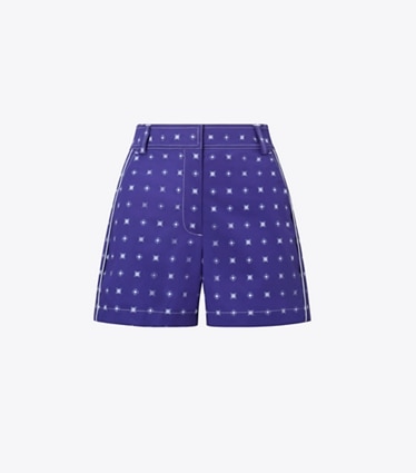 Tory Burch designer coverups Twill Camp Short in Ballpoint Ink Nothing Ditsy front