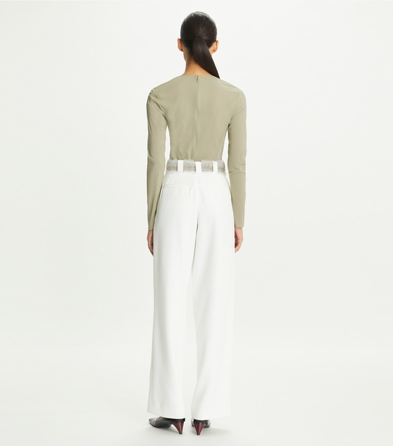 Tory Burch designer bottoms Twill Cargo Pant in White front