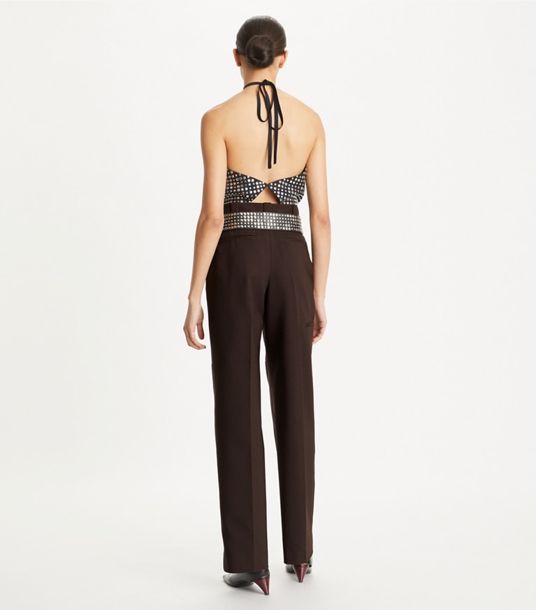Tory Burch designer bottoms Twill Cargo Pant in Dark Mocha front