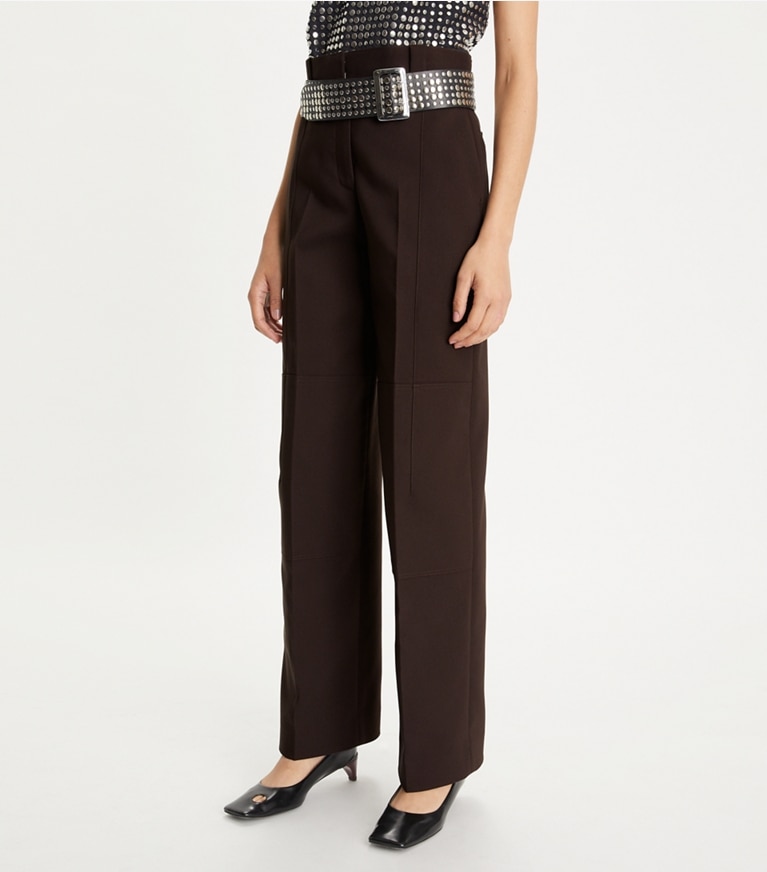 Tory Burch designer bottoms Twill Cargo Pant in Dark Mocha front