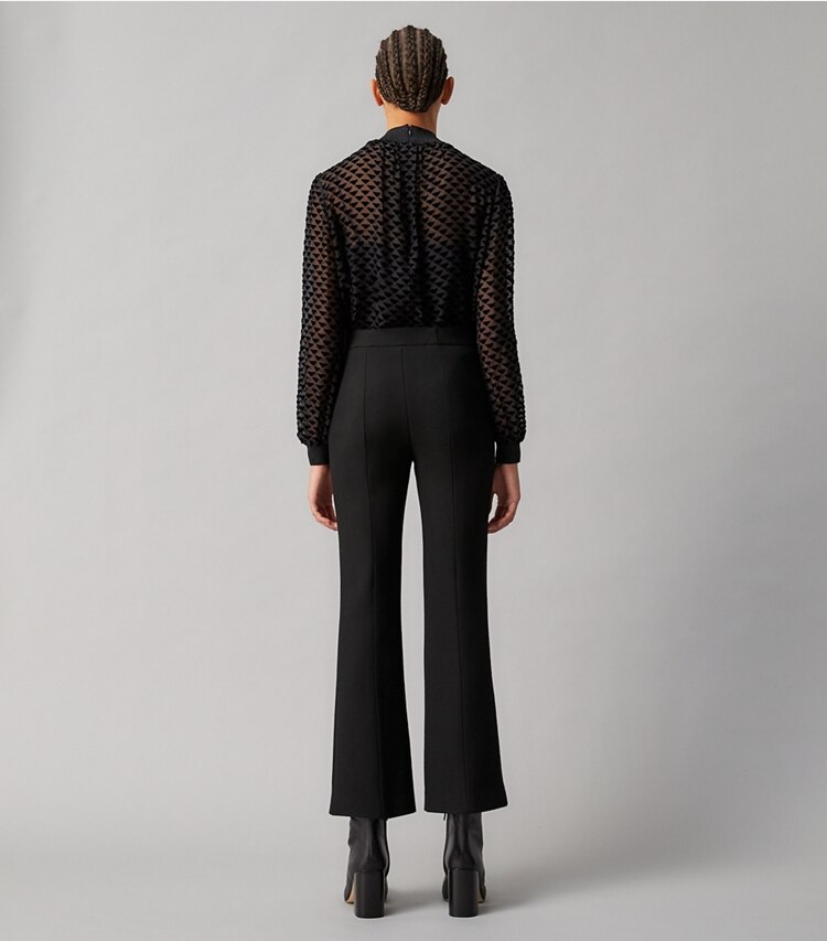 Tory Burch designer bottoms Twill Crepe Pant in Black on model back