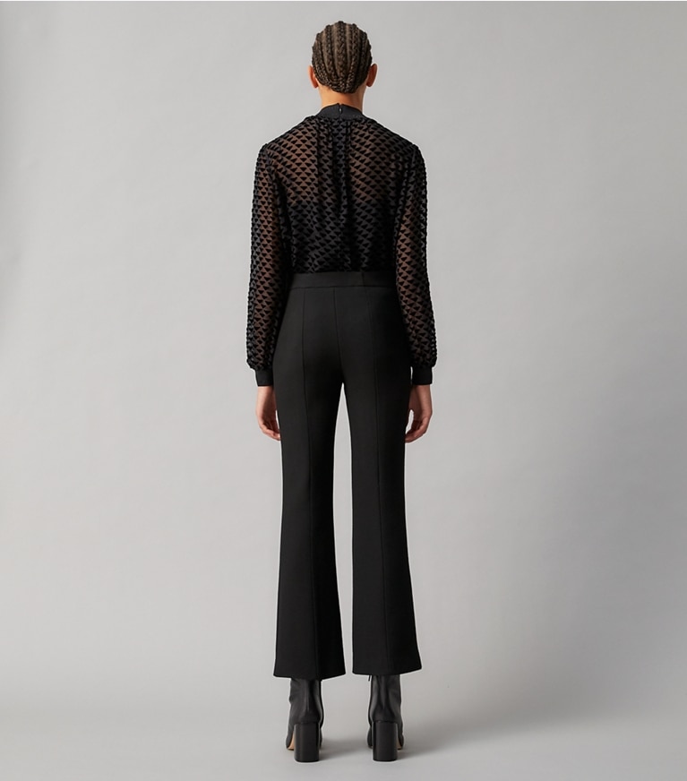Tory Burch designer bottoms Twill Crepe Pant in Black front