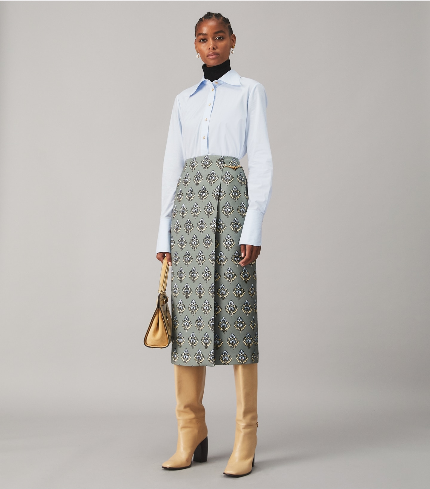 Twill Crepe Wrap Skirt